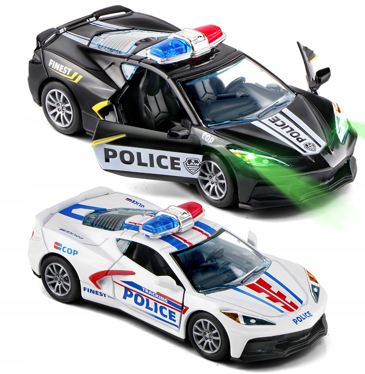 AUTO SAMOCHÓD POLICJA METALOWY NAPĘD PULL BACK Z ŚWIATŁEM I DŹWIEKIEM