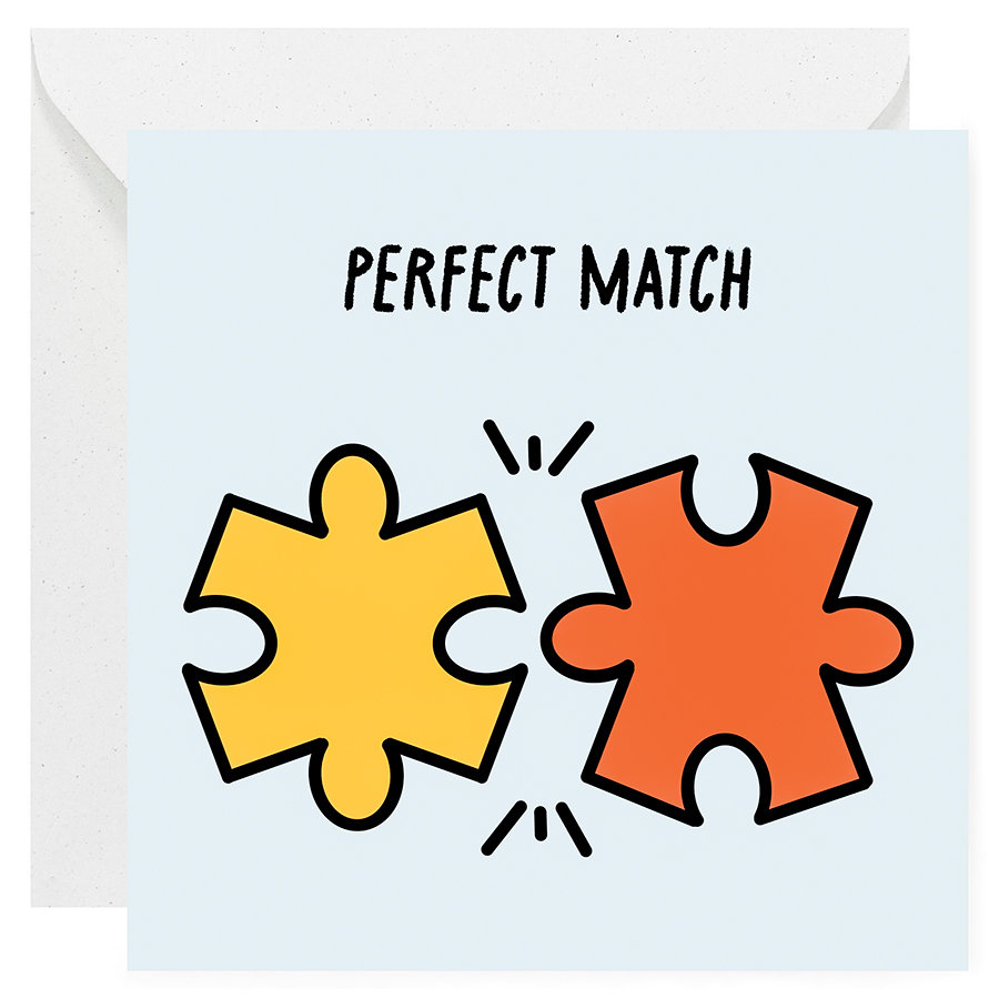 Kartka miłosna, na Walentynki - Puzzle, Perfect match / muka