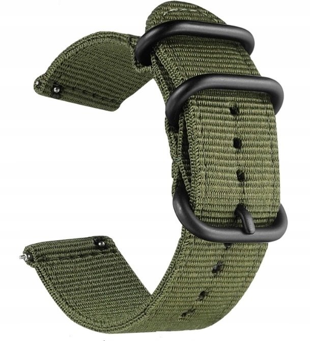 NOWY ZIELONY KHAKI PARCIANY, NYLONOWY PASEK 18MM + TELESKOPY