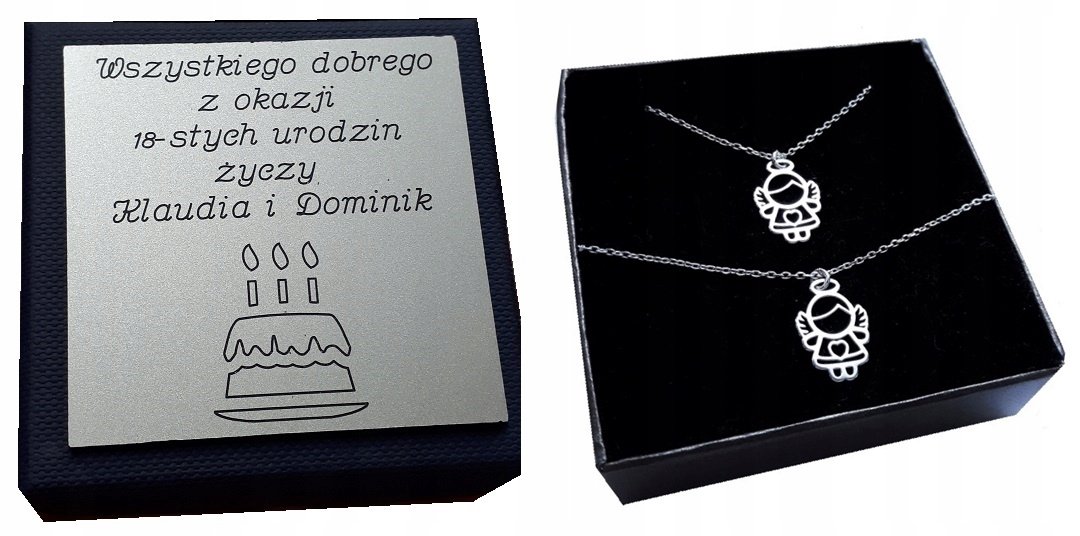 Srebrny komplet Aniołek anioł KOMUNIA GRAWER SR925