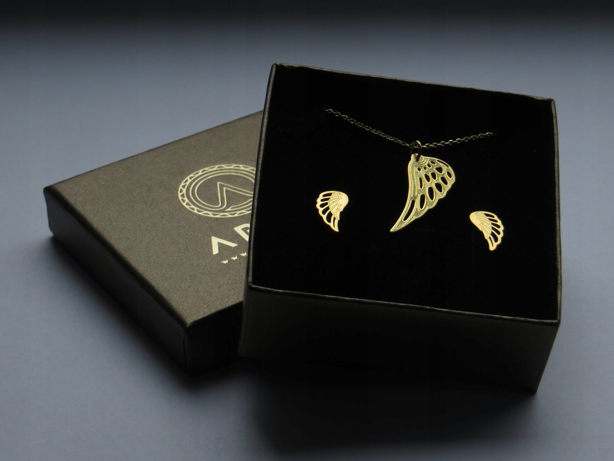 Komplet CELEBRYTKA SKRZYDŁA srebro 925 pozłacane