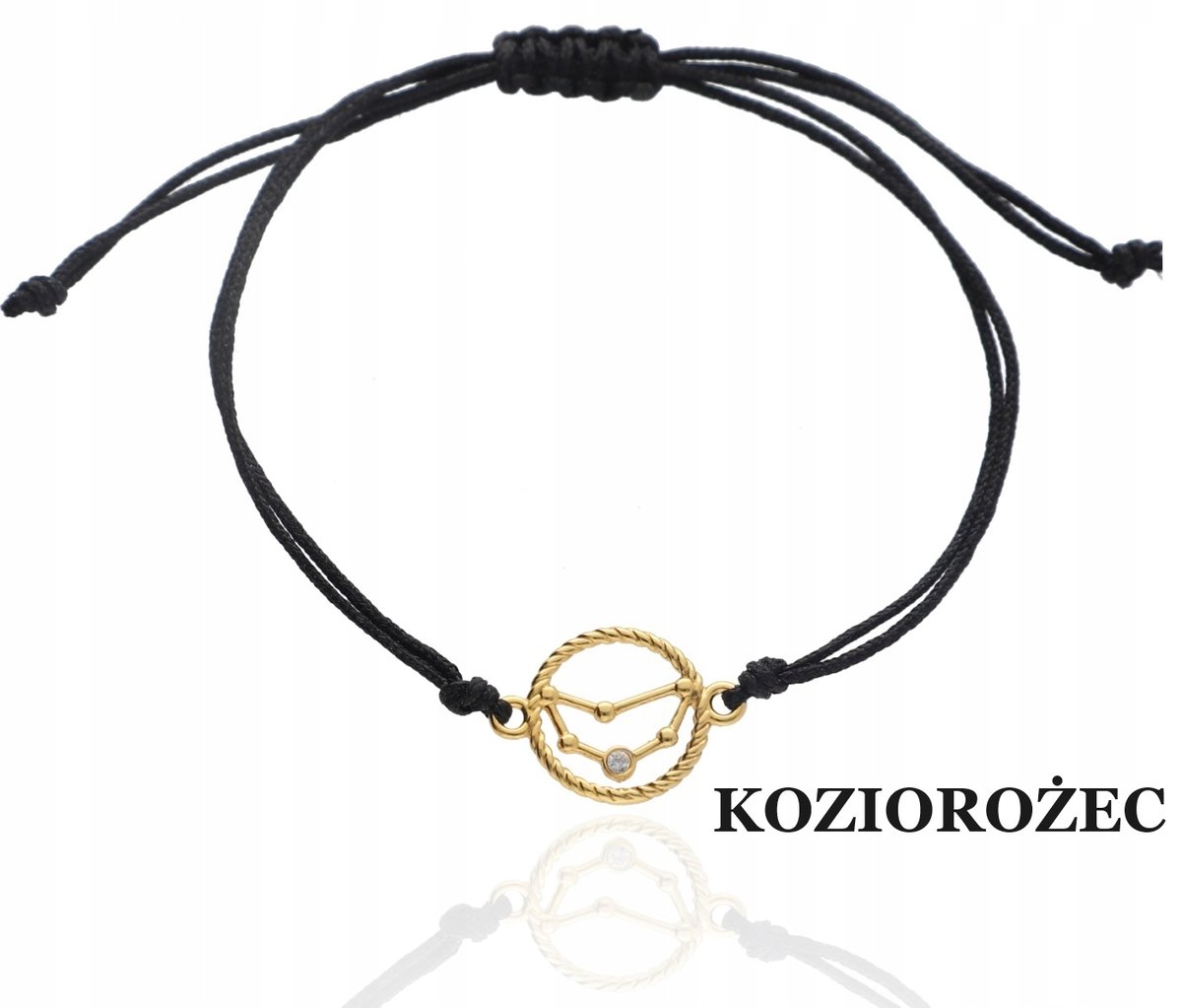 ZŁOTA bransoletka sznurkowa KOZIOROŻEC znak zodiaku srebro 925 kolory