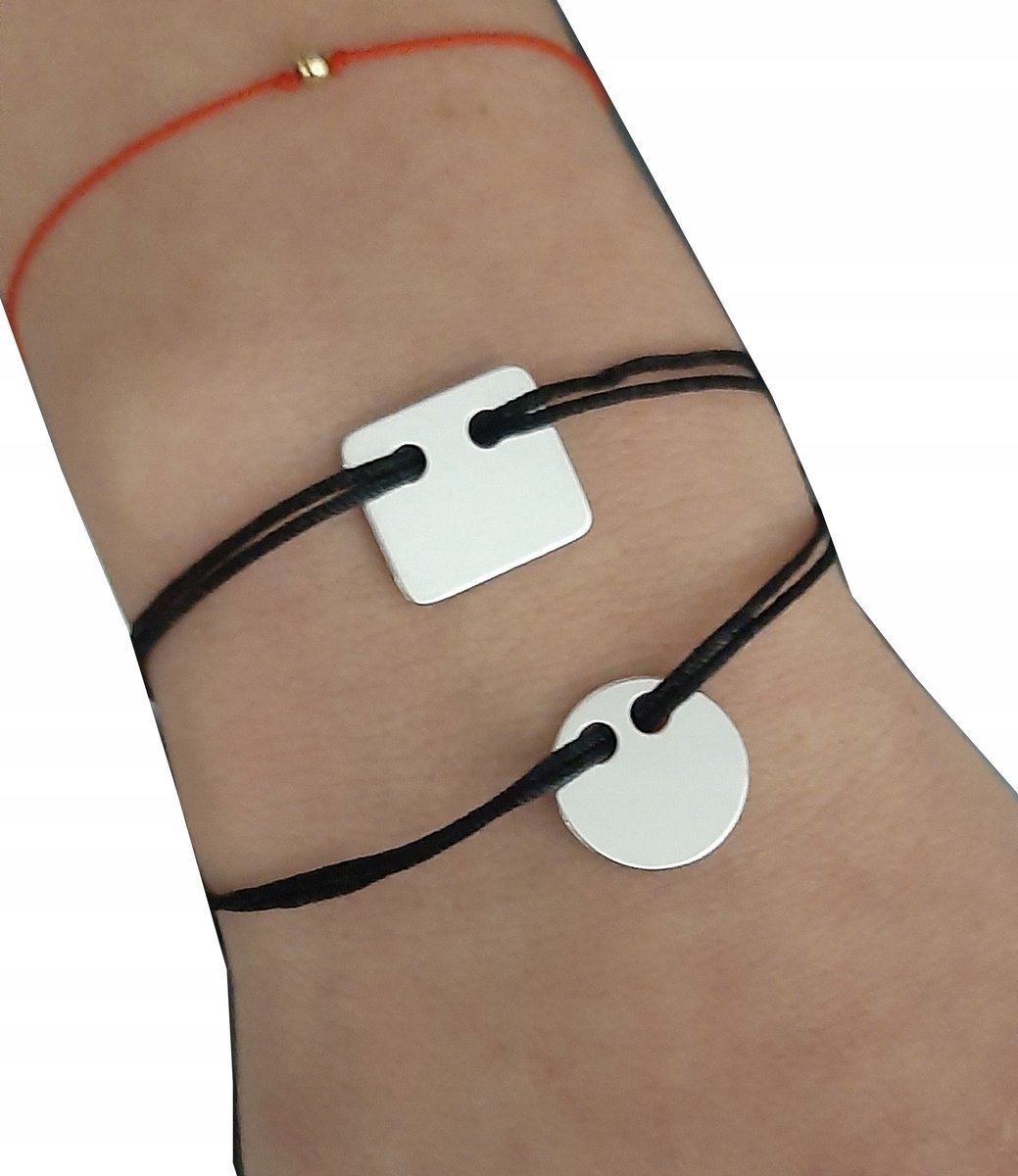 Srebrna bransoletka sznurkowa kwadrat GRAWER 925