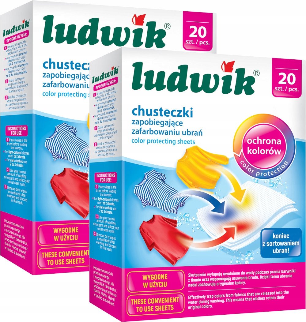LUDWIK Chusteczki do Prania Przeciw Farbowaniu x40