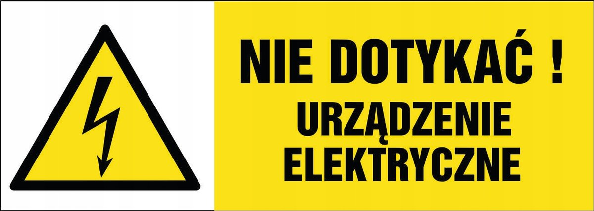 Naklejka pozioma: Nie dotykać urządzenie elektryczne 7,4x21cm