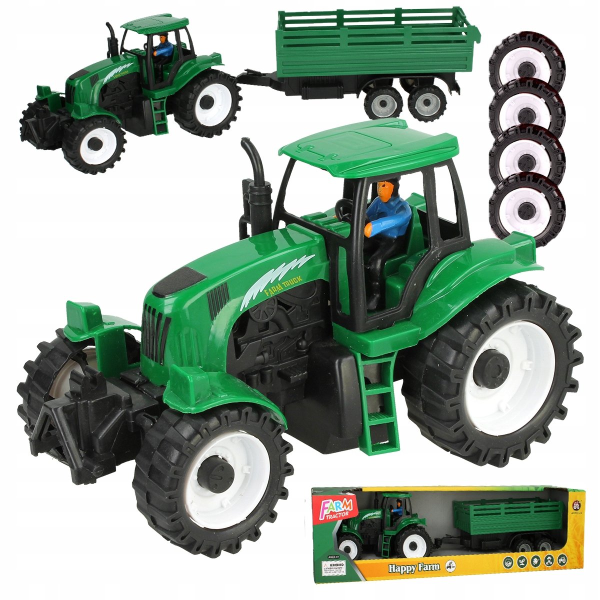 TRAKTOR CIĄGNIK ROLNICZY Z PRZYCZEPĄ AUTO NAPĘD ZABAWKA PREZENT NA ŚWIĘTA Z718Z