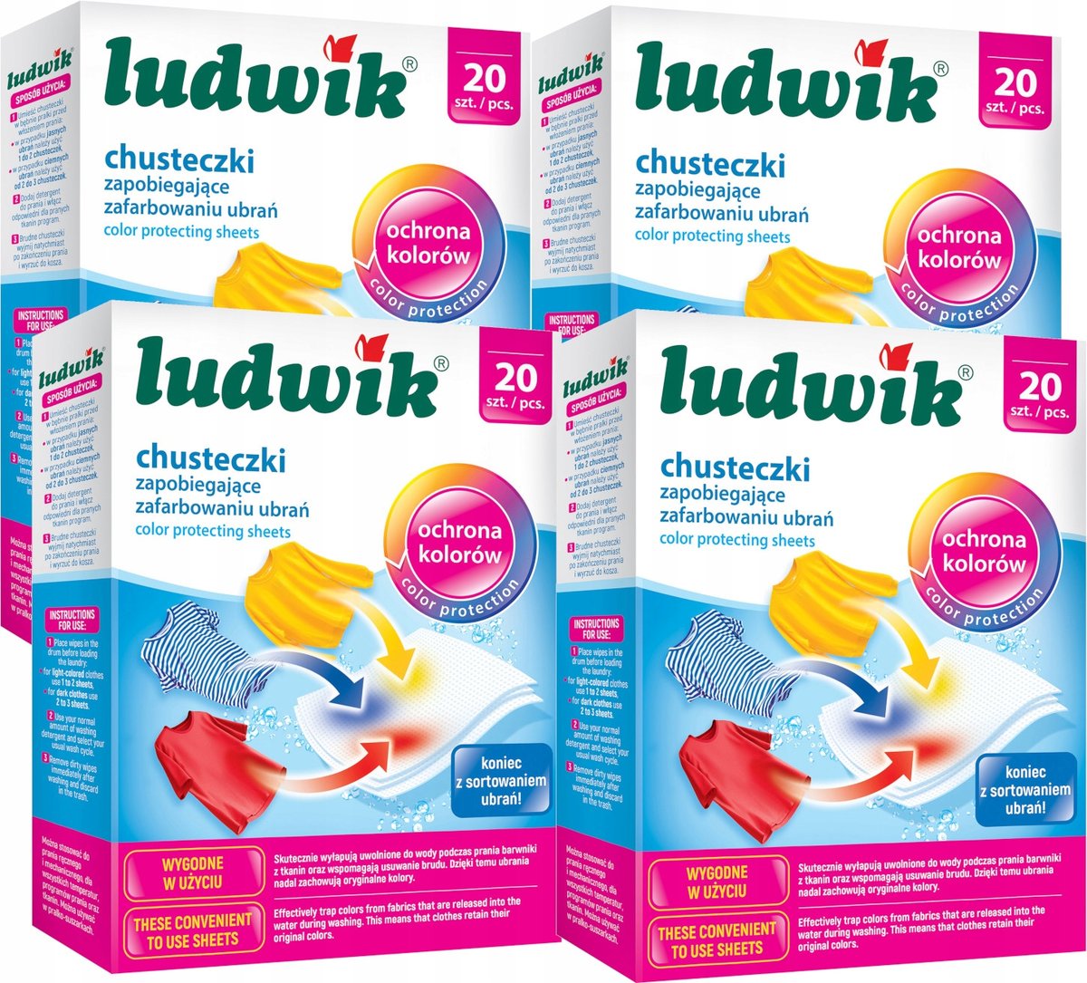 LUDWIK Chusteczki do Prania Przeciw Farbowaniu x80