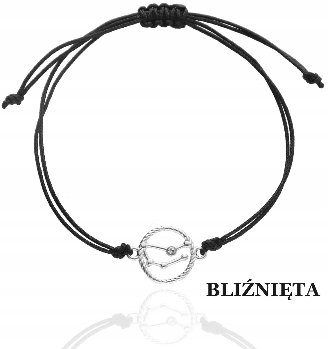 SREBRNA bransoletka sznurkowa BLIŹNIĘTA znak zodiaku srebro925 kolory