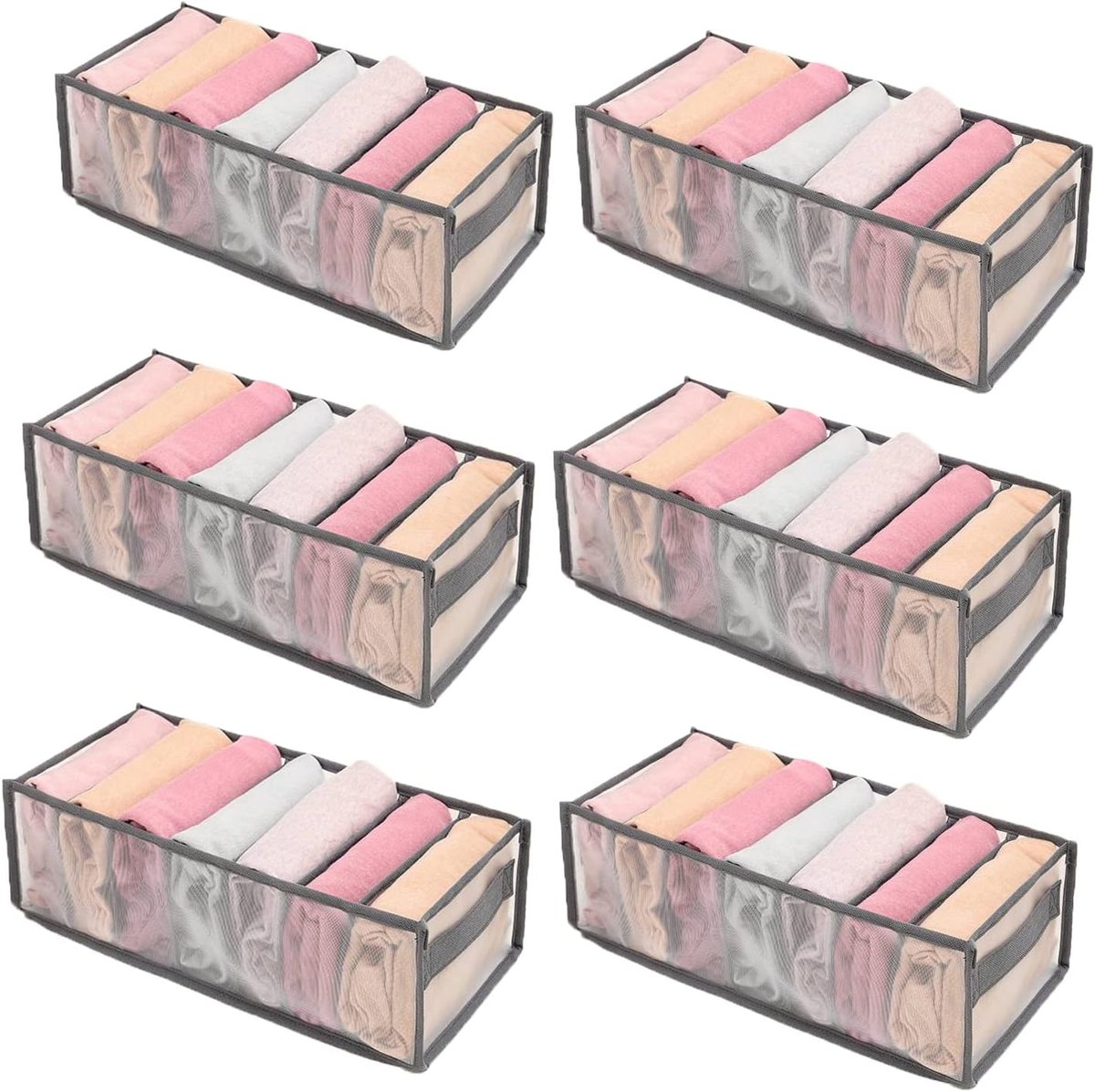 Anwaiju Organizer na Ubrania Do Szafy Szary 6 szt 17x36x12cm