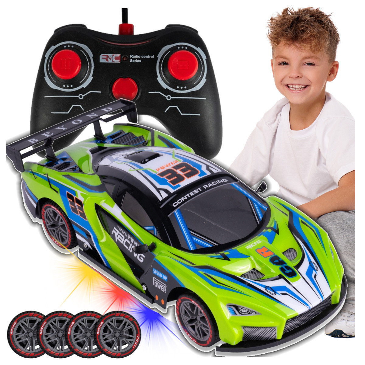 SAMOCHÓD AUTO WYŚCIGOWE PILOT R/C ŚWIECĄCE PODWOZIE LED Na PREZENT Z1167