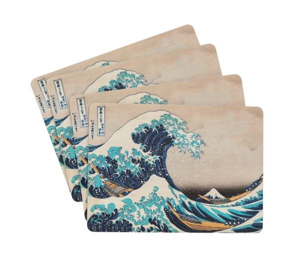 Zestaw 4 podkładek na stół The Great Wave Of Kanagawa Hokusai Korkowe podstawki