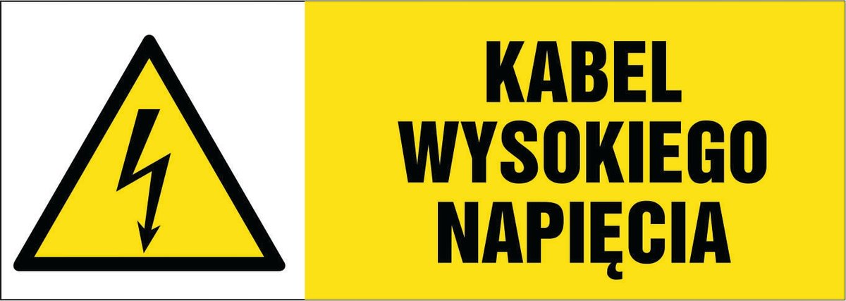 Naklejka pozioma: Kabel wysokiego napięcia 21x60cm
