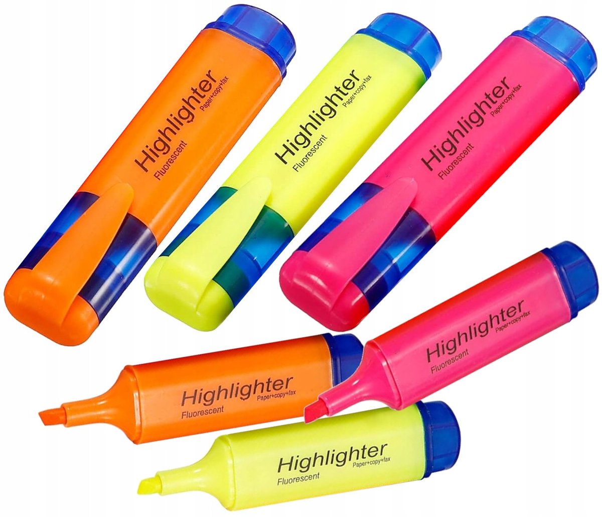 Marker Zakreślacz w Różnych Kolorach Szeroka Końcówka - Zestaw 3 Pisaki