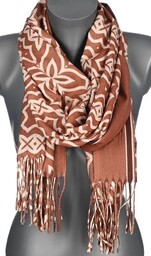 Szalik damski jesienno zimowy na prezent dwustronny AX-144-4 brązowy