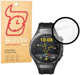 Bizon Szkło hybrydowe Glass Watch Edge Hybrid dla Huawei Watch GT 5 Pro 46 mm, czarne