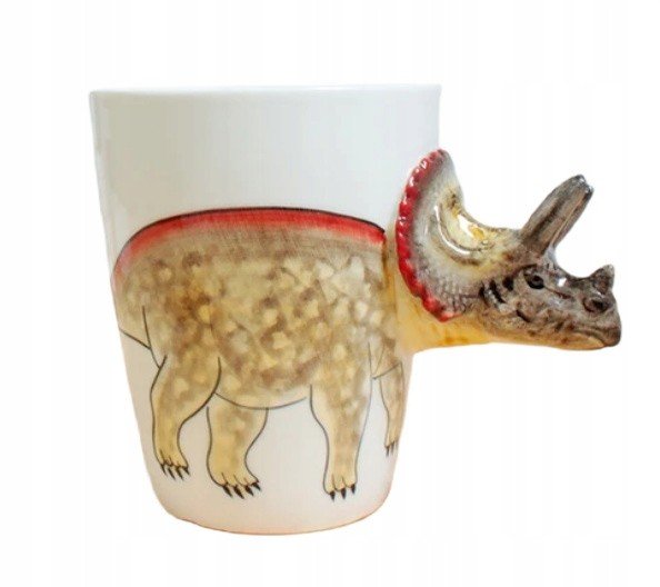 Kubek Ceramiczny Do Kawy Herbaty 3D Prezent Zwierzaki Triceratops Dinozaur