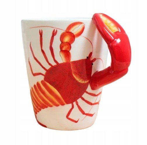 Kubek Ceramiczny Do Kawy Herbaty 3D Prezent Zwierzaki Czerwony Rak