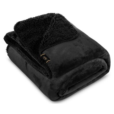﻿Koc dwustronny narzuta TEDY 150x200 Premium czarny ciepły polarowy miękki
