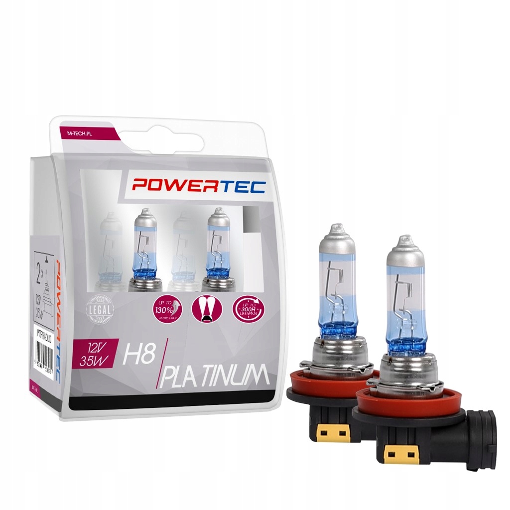 Żarówki 12V 35W H8 Powertec Platinum +130%