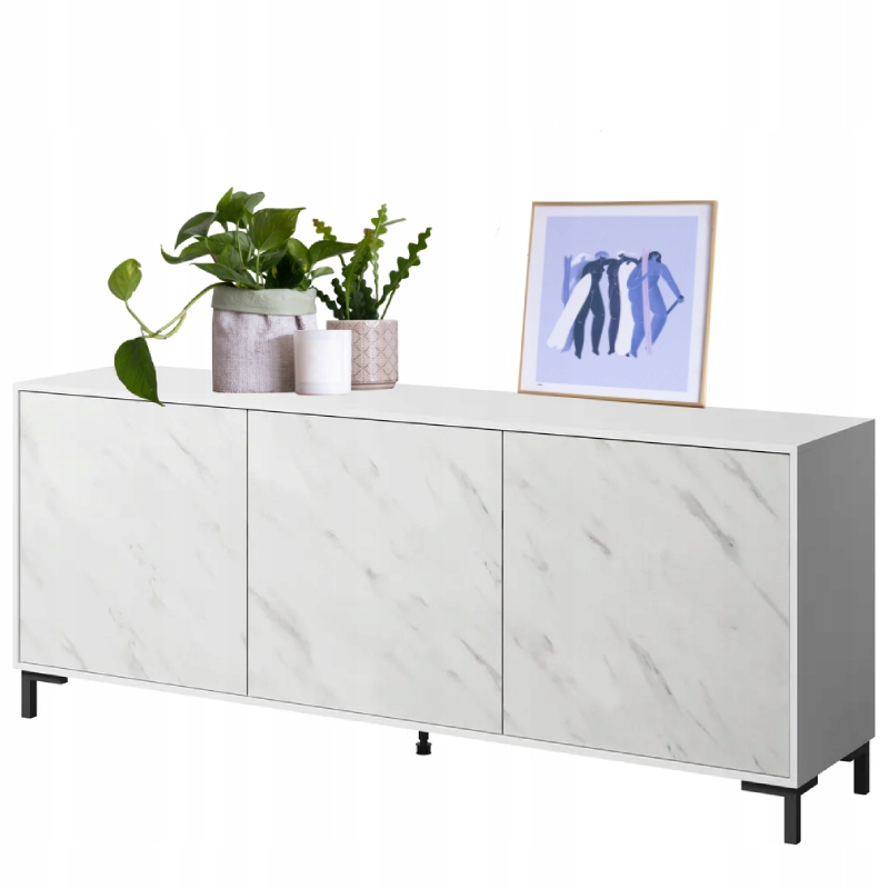 Komoda marmur biały z szafkami Marmo 200 cm styl i elegancja