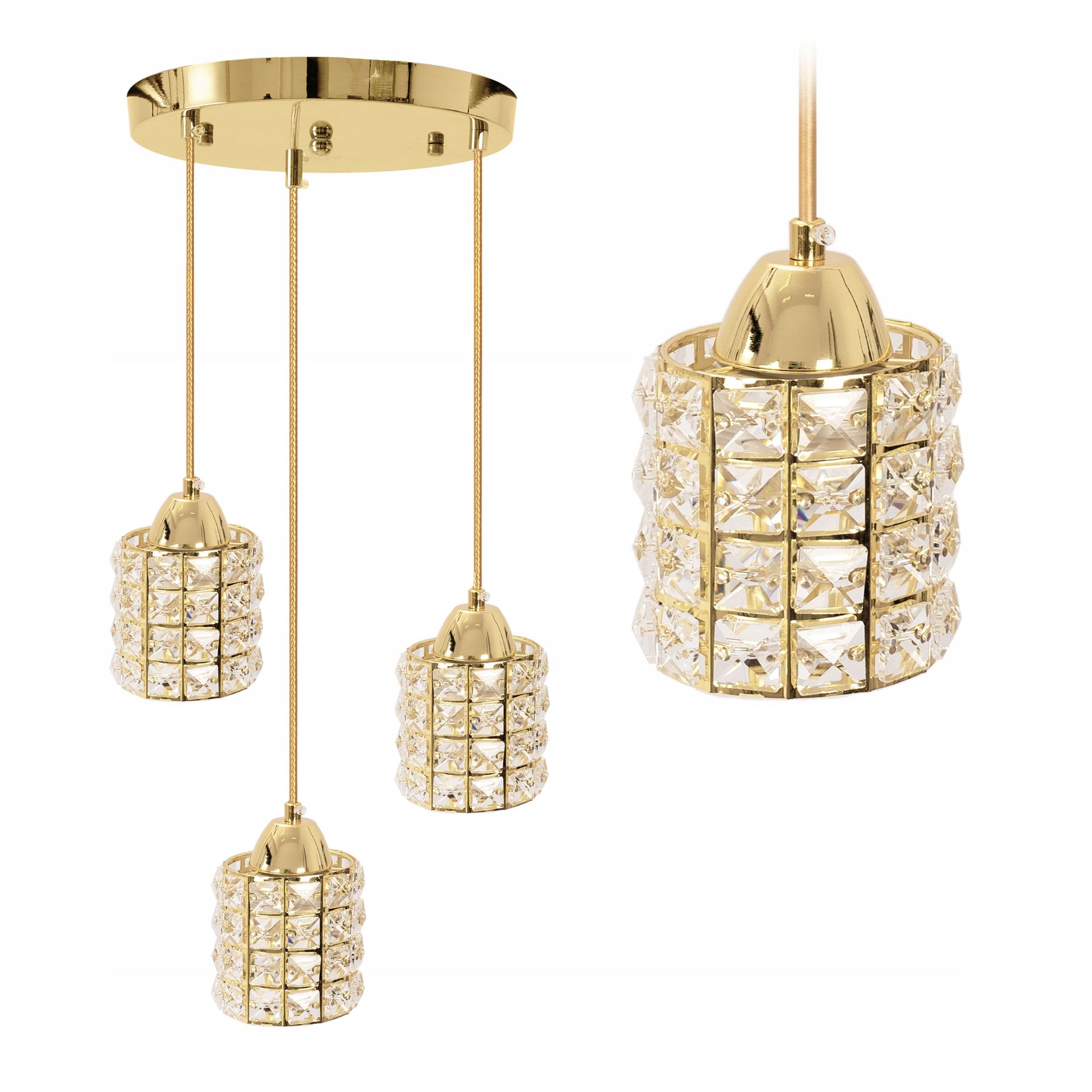Lampa Wisząca Glamour Kryształowa Gold Złota