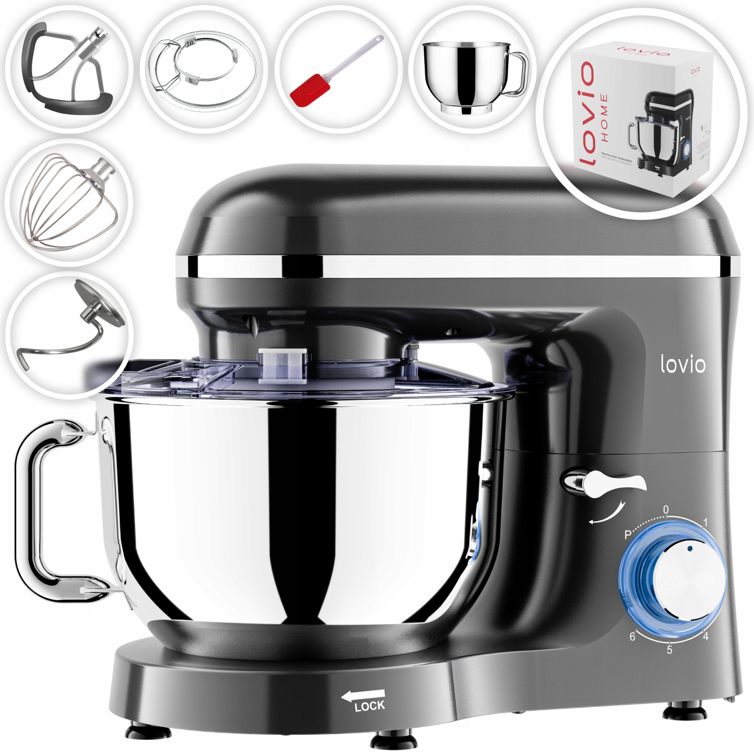 Lovio Home ChefAssistant LVSTM01GY 1900W 6.2l 6 prędkości Szary