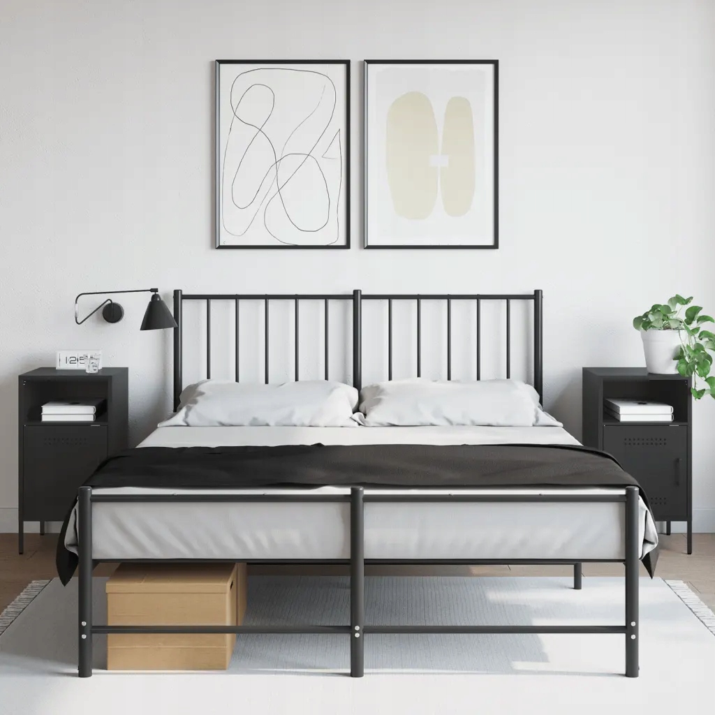 Szafki nocne, 2 szt., czarne, 36x39x68 cm, stal walcowana