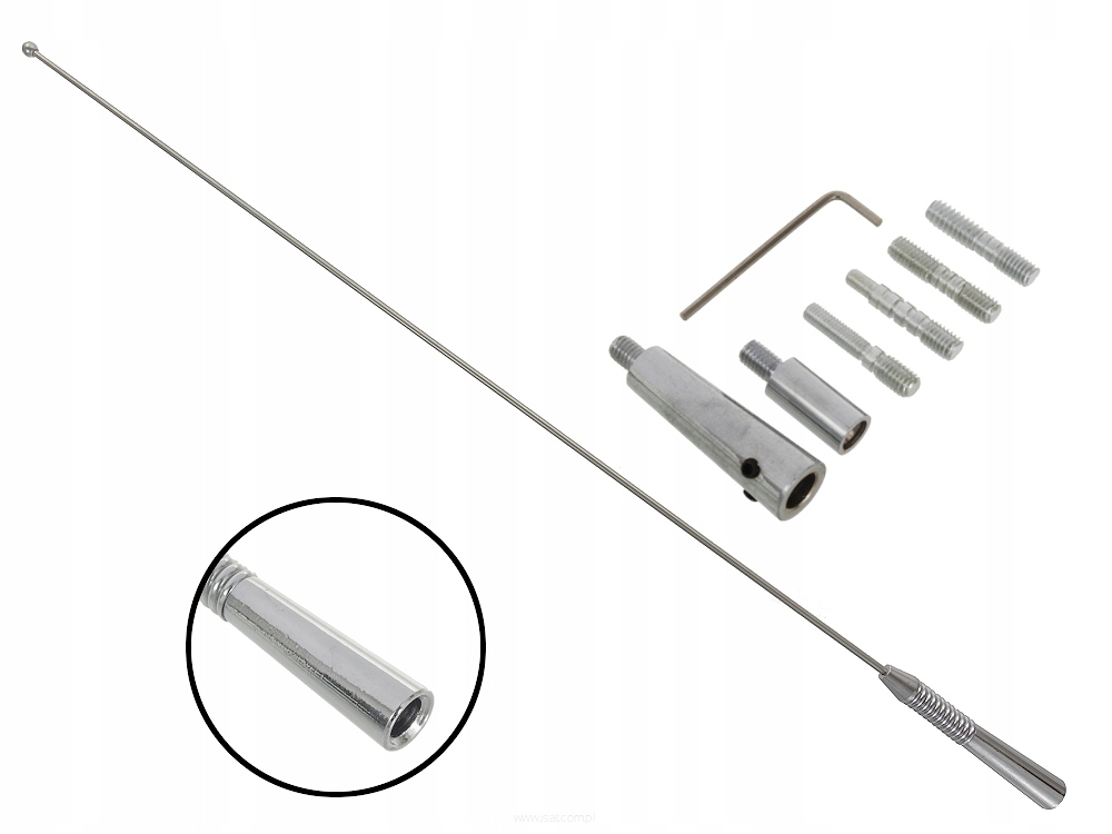 Maszt M2 anteny samochodowej radiowej Fm długość 52cm 6 przejściówek gwintu