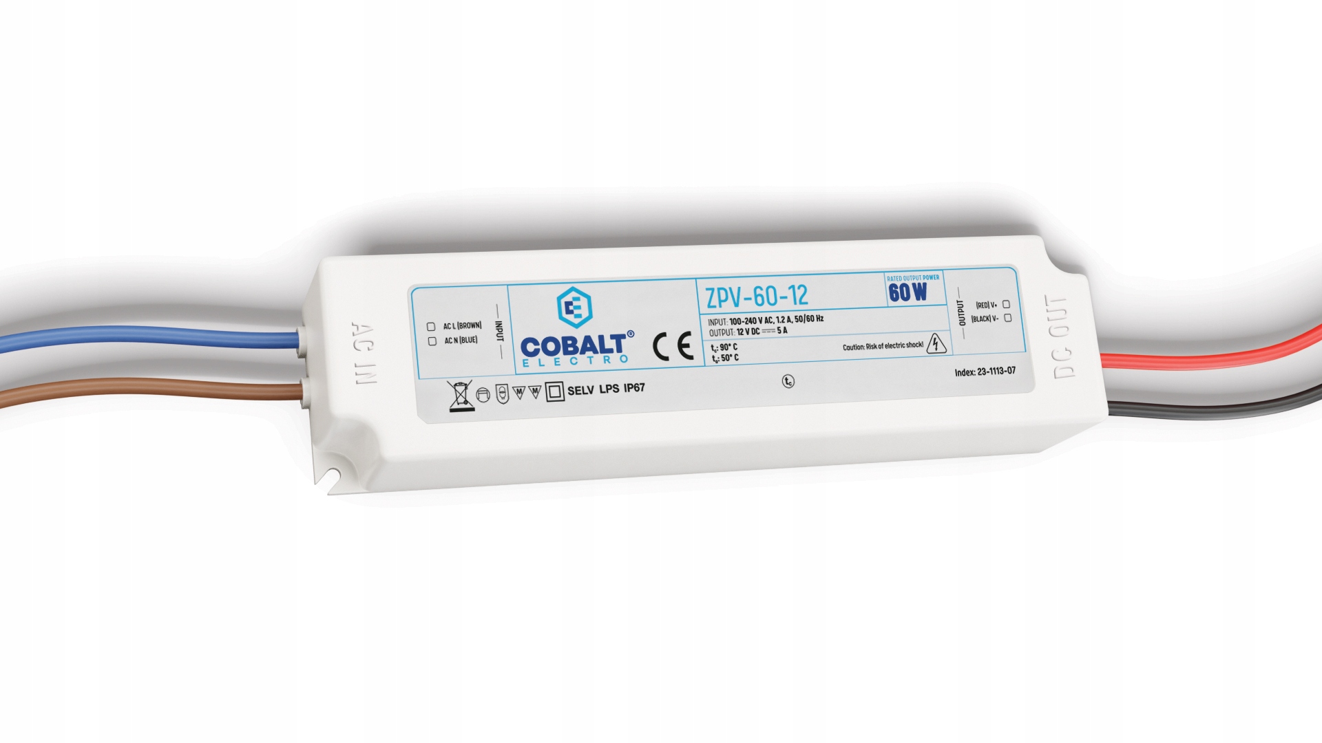 Zasilacz impulsowy CobaltElectro Zpv 12V 60W IP67