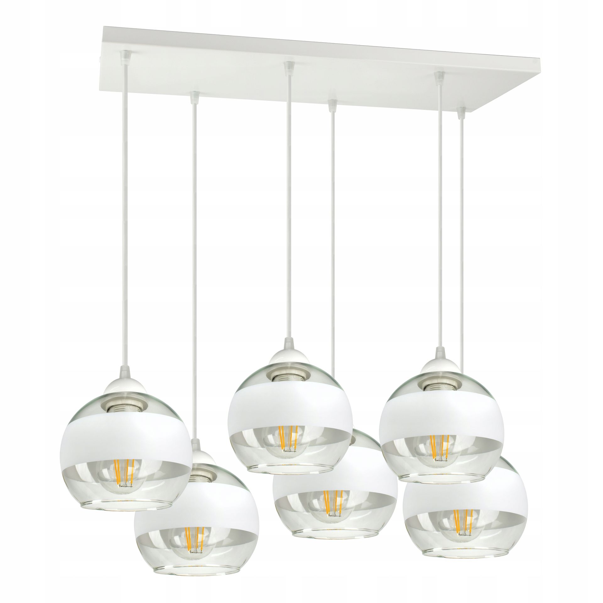 Duża Lampa Sufitowa Żyrandol Biała Szklane Kule White Belt AZ6 Led E27