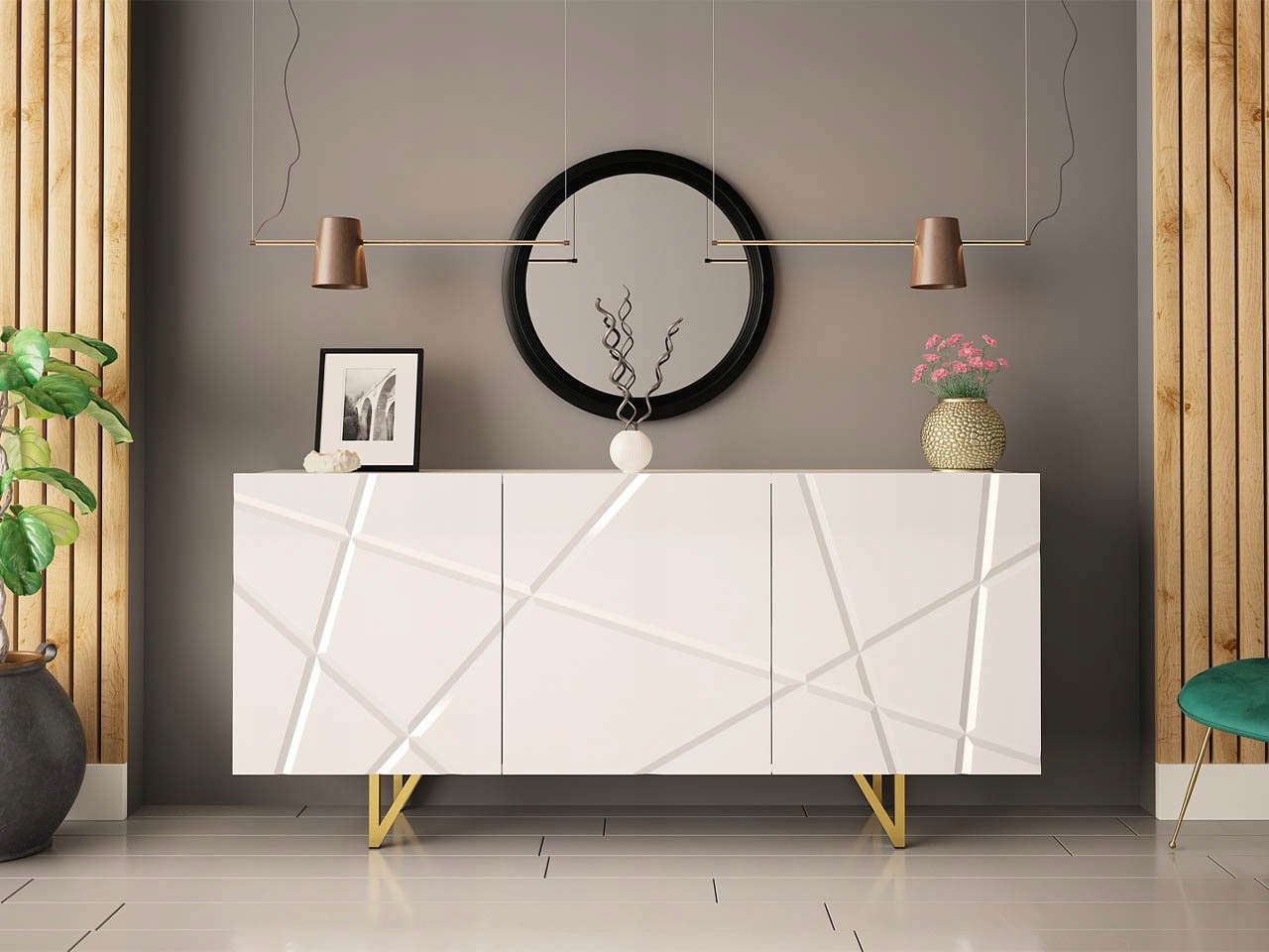 Komoda z drzwiczkami Roana biały połysk/biała