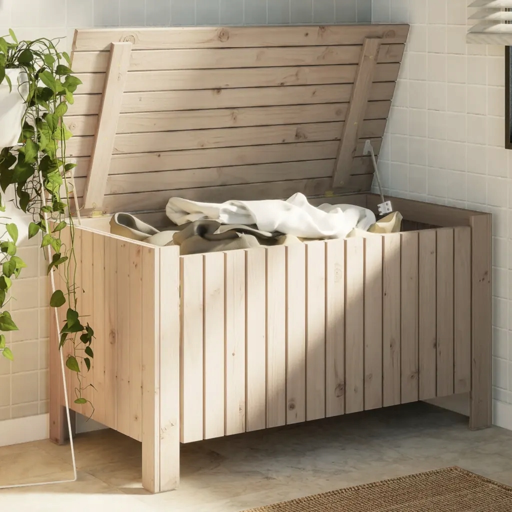 Skrzynia z wiekiem Rana, 100x49x54 cm, lite drewno sosnowe