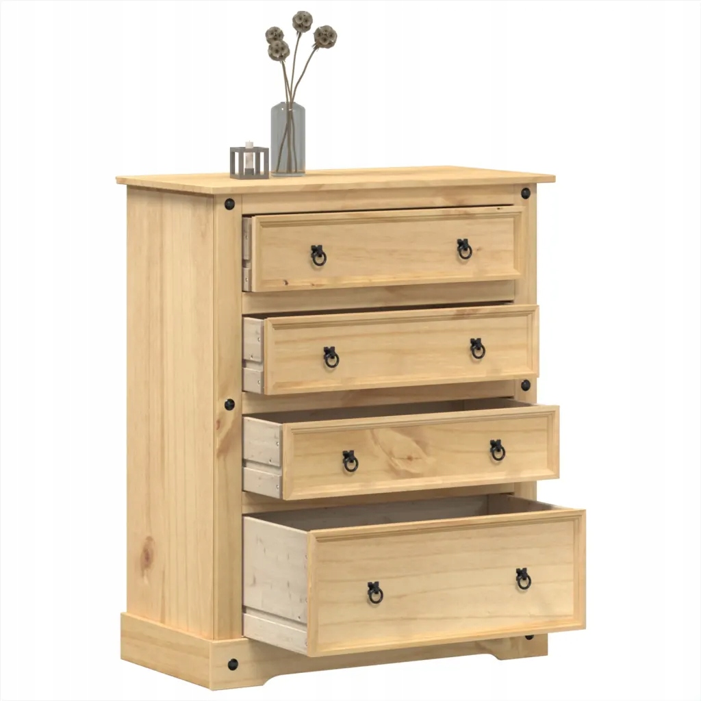 Komoda Corona, 92x48x120 cm, lite drewno sosnowe