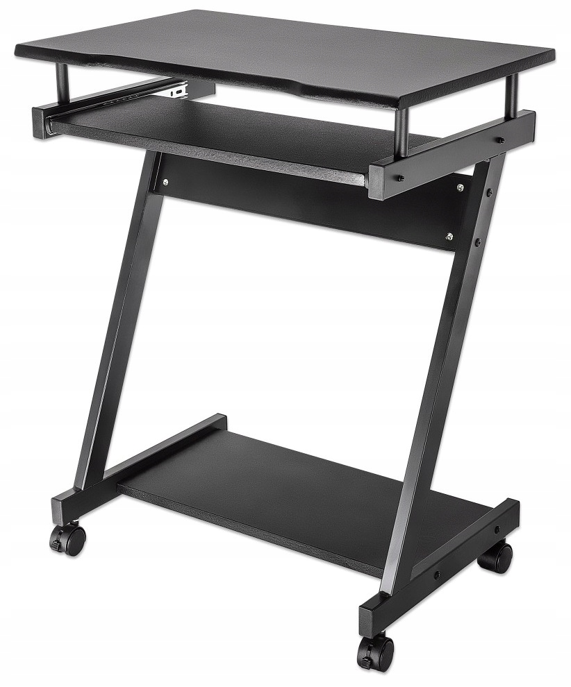 Biurko komputerowe Techly mobilne 590x370 z szufladą czarne