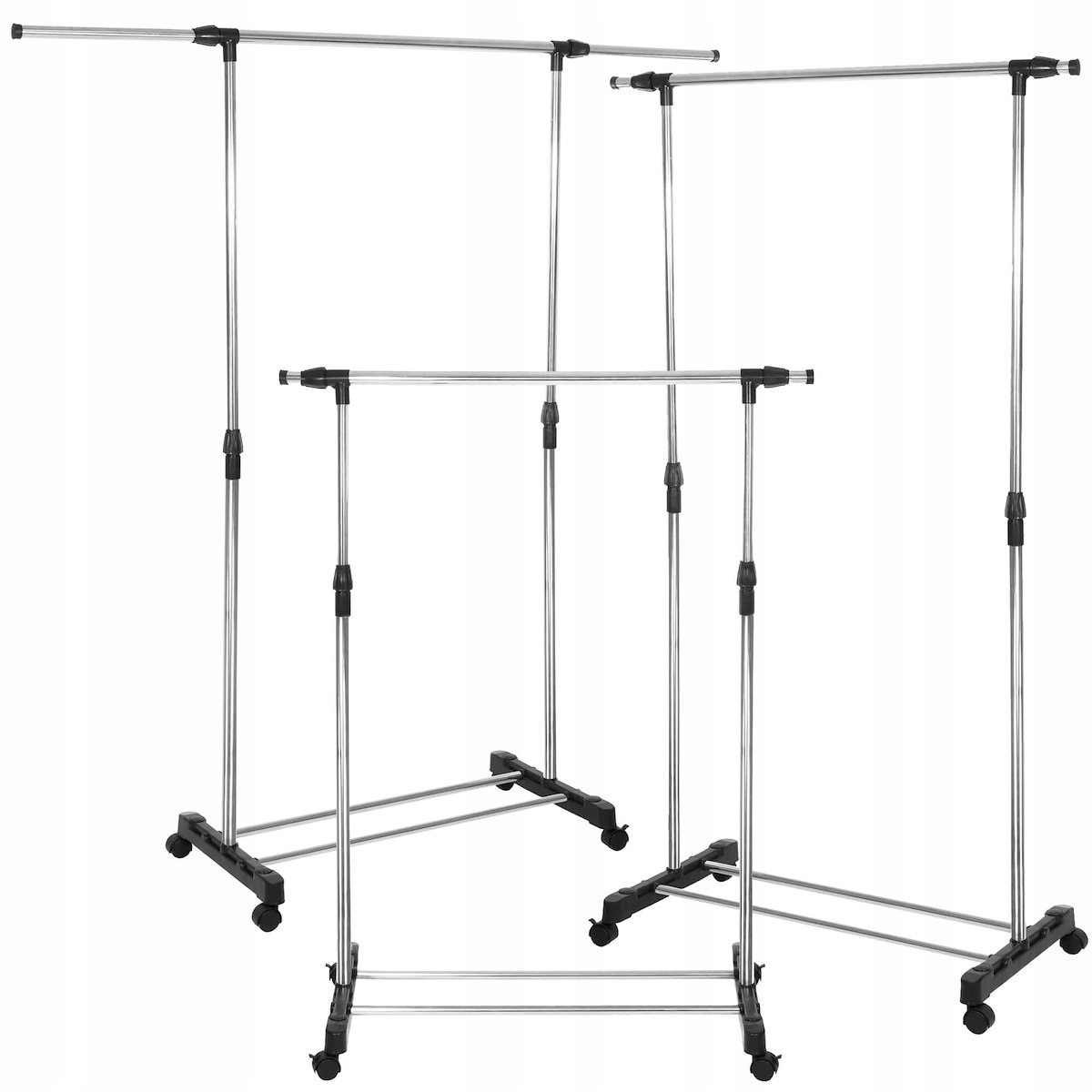 Wieszak Na Kółkach Ubrania Buty Garderoba Stojak 85-150cm Do Przedpokoju