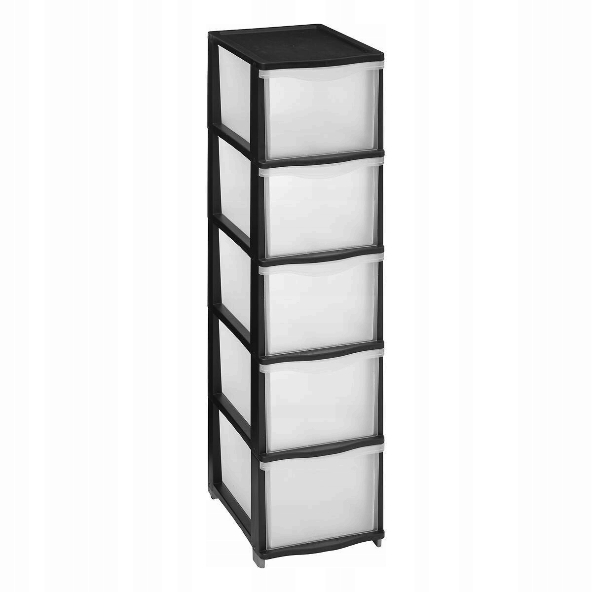 Regał Z Szufladami Plastikowy Czarny 37X26,8X102,4 CM Mobilny Plas