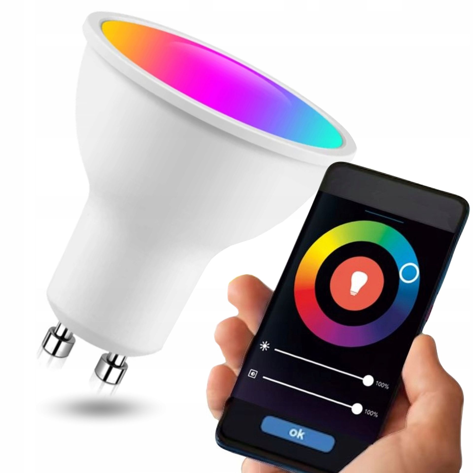 Żarówka Led GU10 4,5W Rgb Cct Biały Wifi Tuya Smart Sterowana Telefonem
