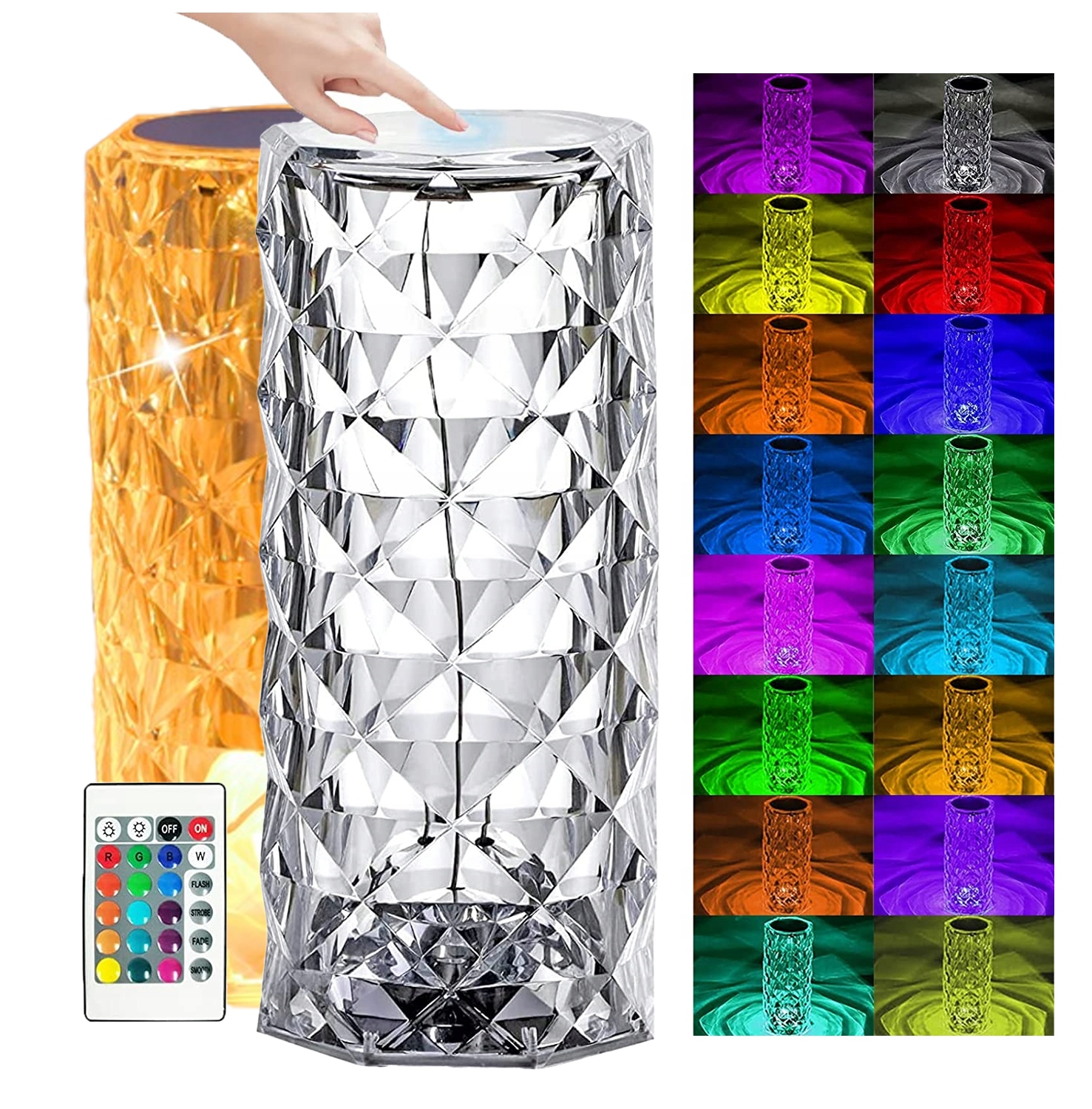 Lampka Nocna Led Rgb Kryształ Kolorowa Dla Dzieci