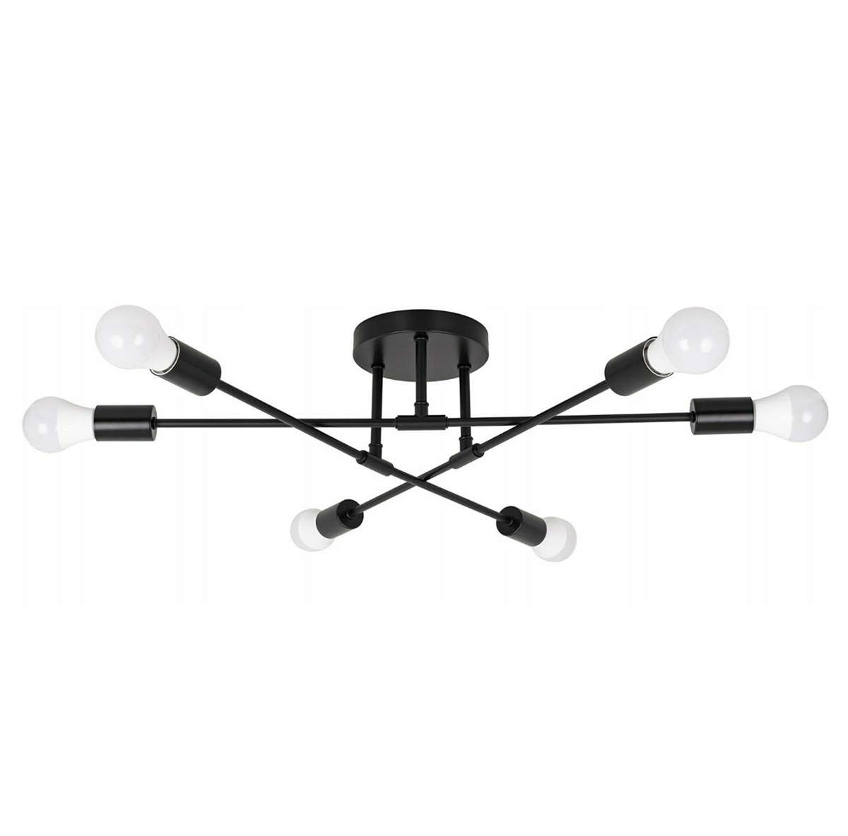 Lampa Sufitowa Wisząca Led Loft Żyrandol Retro Modern E27 x6 Czarna ZD74N
