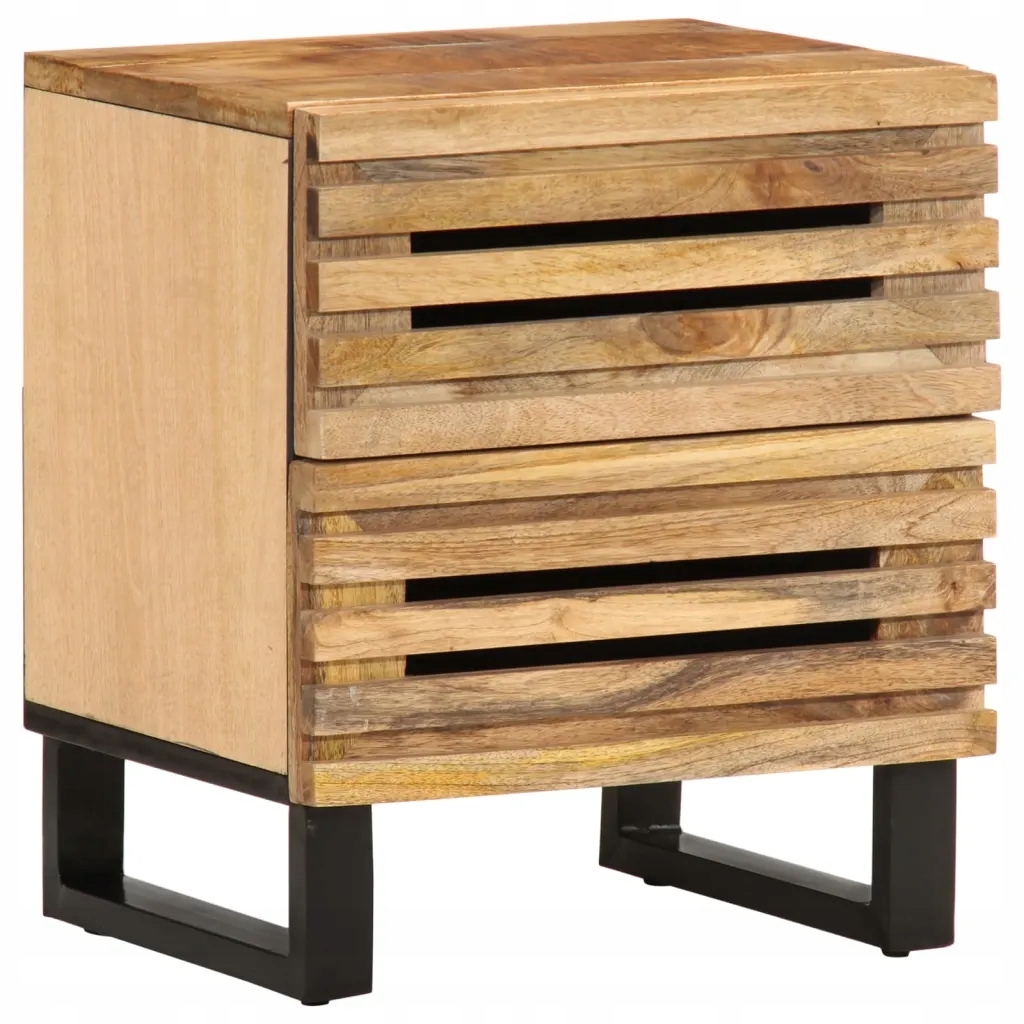 Szafka nocna, 40x34x46 cm, lite surowe drewno mango