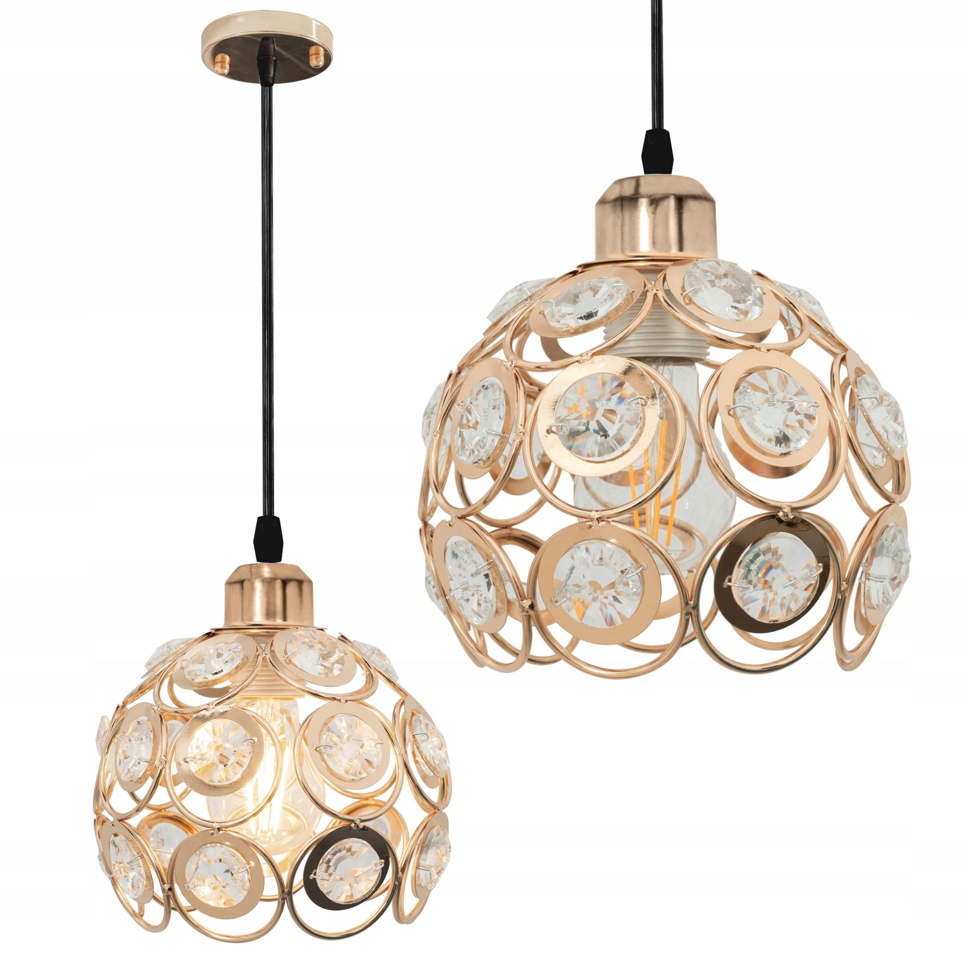 Lampa Sufitowa Kryształowa Złota Gold