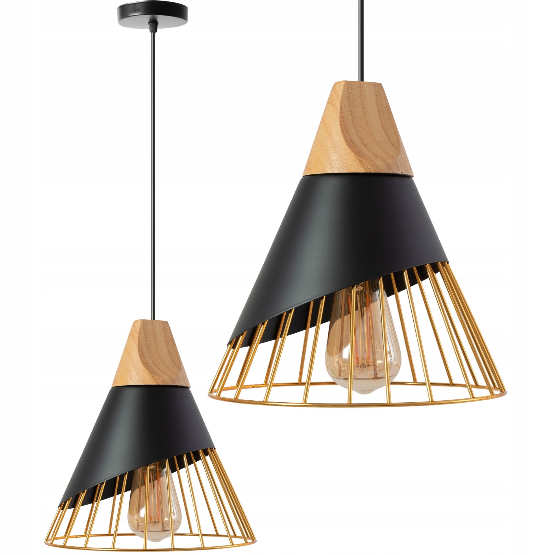 Lampa Sufitowa Wisząca Skandynawska Metal Czarno Złota