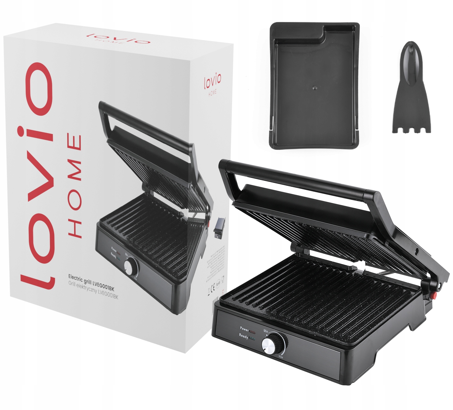 Grill elektryczny Lovio LVEG001BK 2000 W 2 płyty Nieprzywierająca powłoka