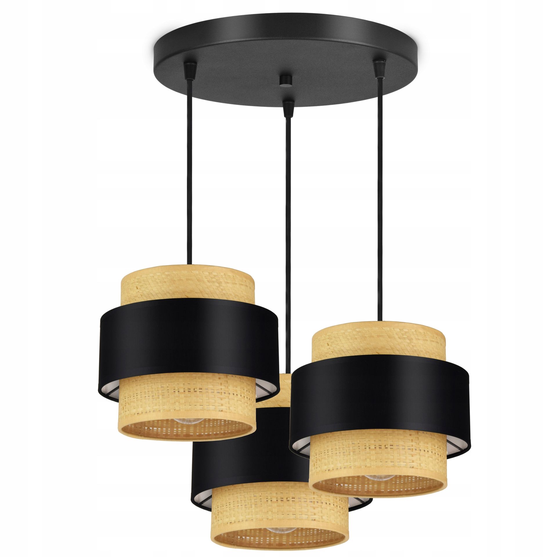 Lampa Wisząca Sufitowa Żyrandol Abażur Rattan