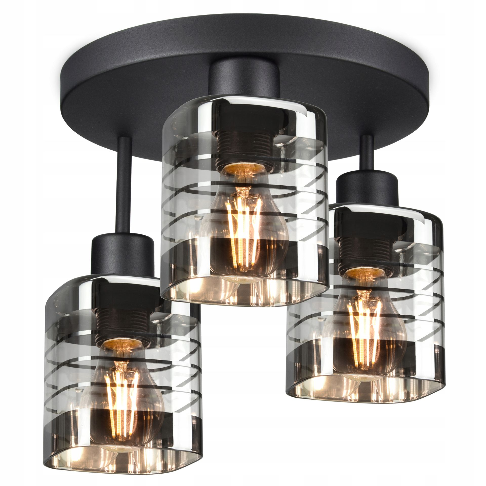 Szklana Lampa Wisząca Sufitowa Żyrandol Plafon Led