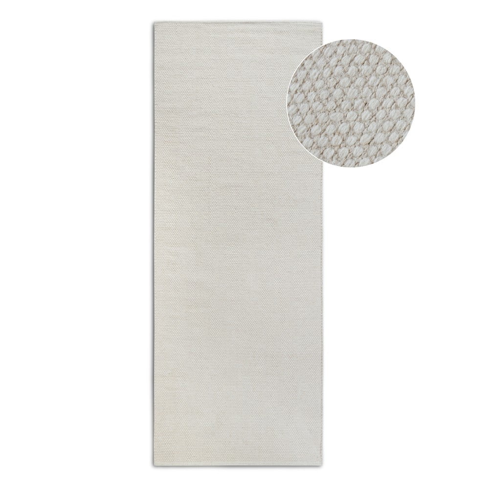 Kremowy chodnik z mieszanki wełny tkany ręcznie 80x200 cm Pradesh Natural White – Elle Decoration