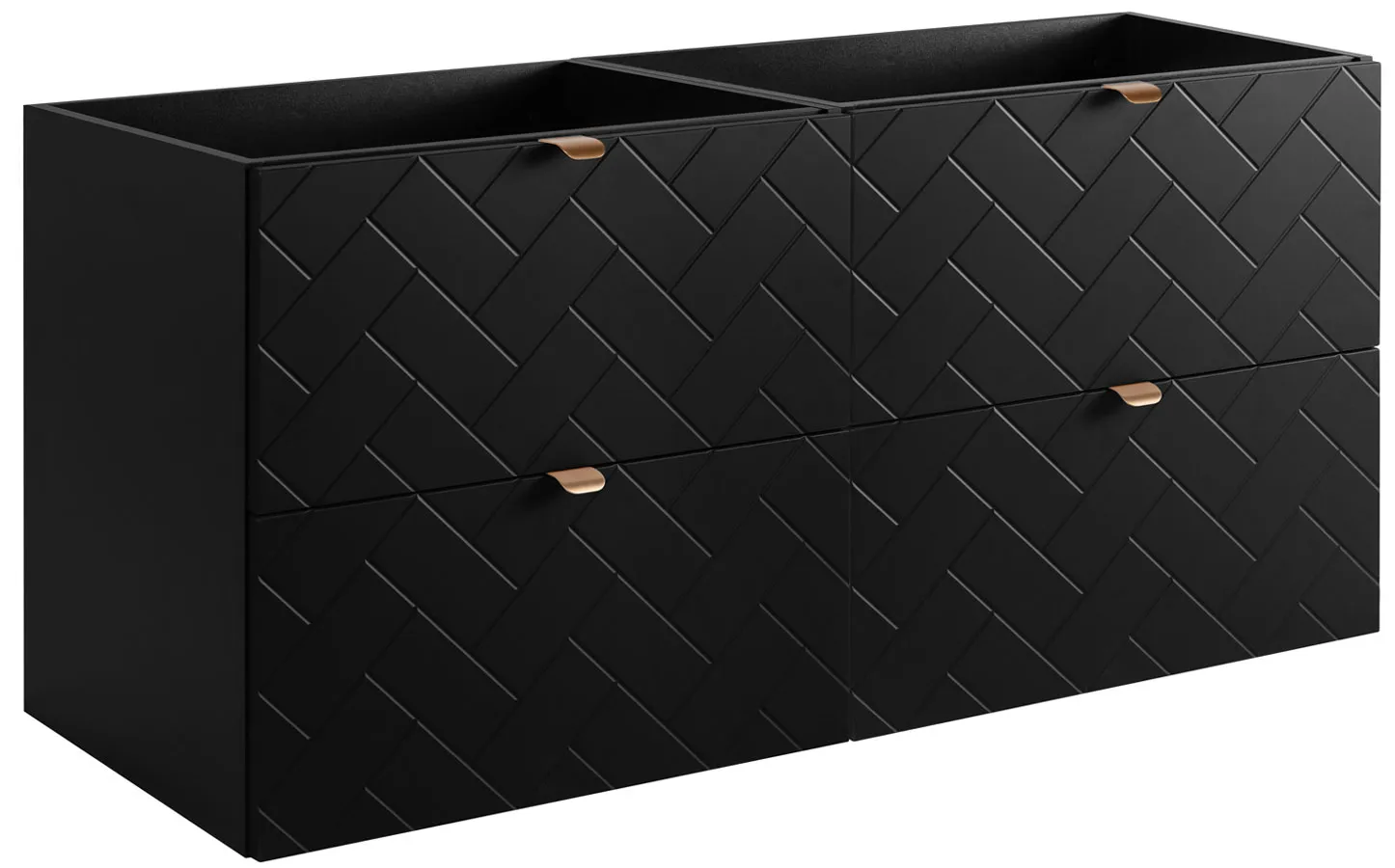 Czarna wisząca szafka łazienkowa pod 2 umywalki 120 cm P7-R06