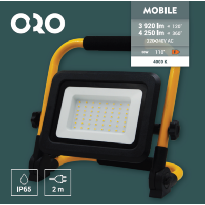 Naświetlacz mobilny LED Oro Mobile 50 W neutralna biel NW