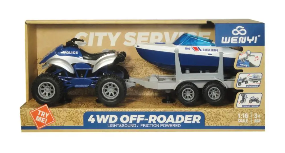 Quad policyjny przewrotka z motorówką, 1:16 - SWEDE