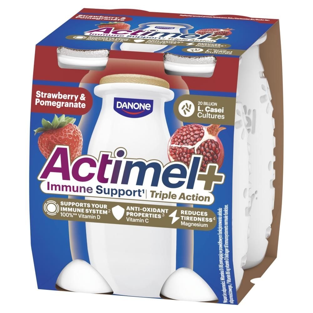 Actimel Napój jogurtowy o smaku truskawka-granat 400 g (4 x 100 g)